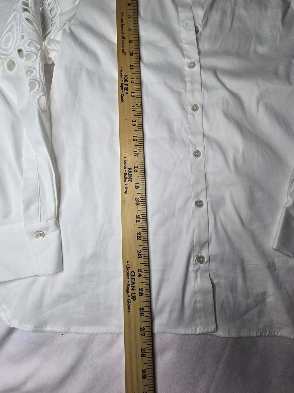 Chico's White Button-Front Shirt with Eyelet Cutout Sleeves - Picture 5 of 11